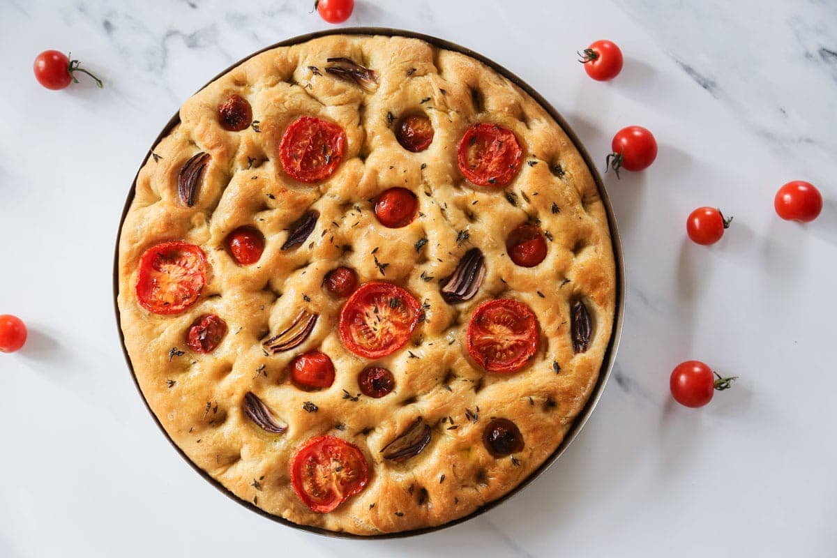 Vegan Garlic and Tomato Focaccia Recipe Cooking With Parita