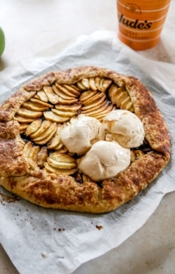 Image of vegan apple galette with vegan ice-cream| cookingwithparita.com