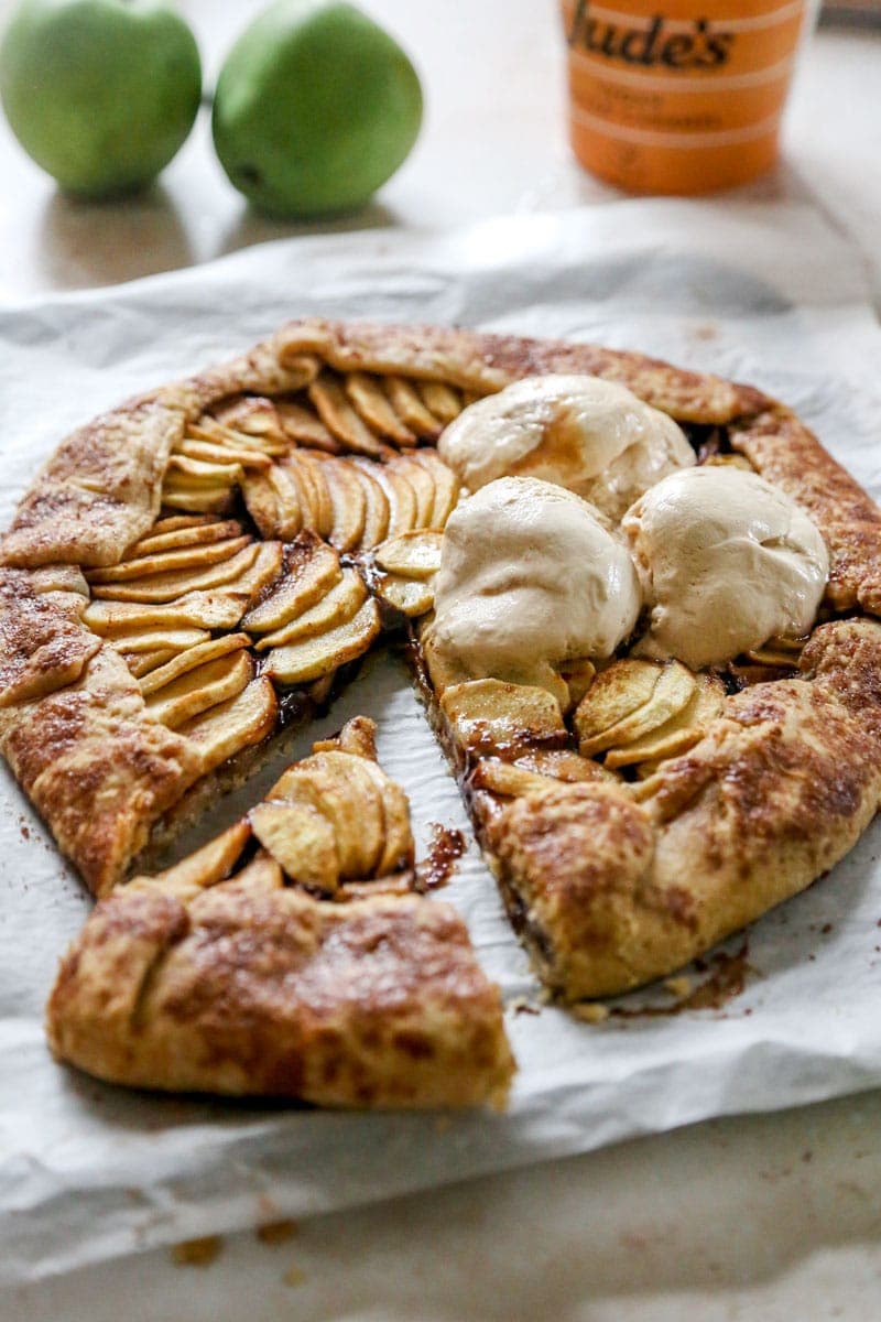 Image of sliced vegan apple galette | cookingwithparita.com