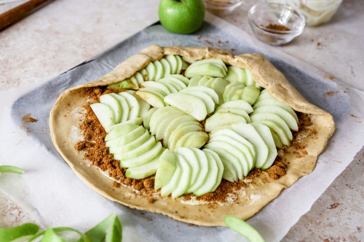 Image of vegan apple galette being made | cookingwithparita.com