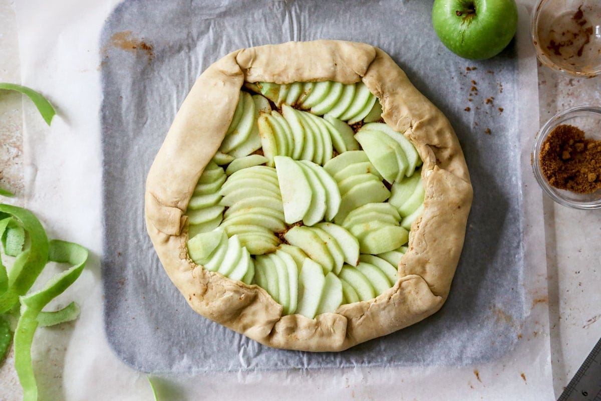 Image of apple galette before it goes into the oven | cookingwithparita.com