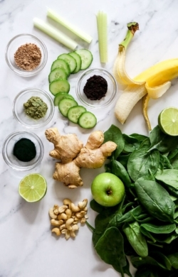 Image of goddess green smoothie ingrediants | cookingwithparita.com