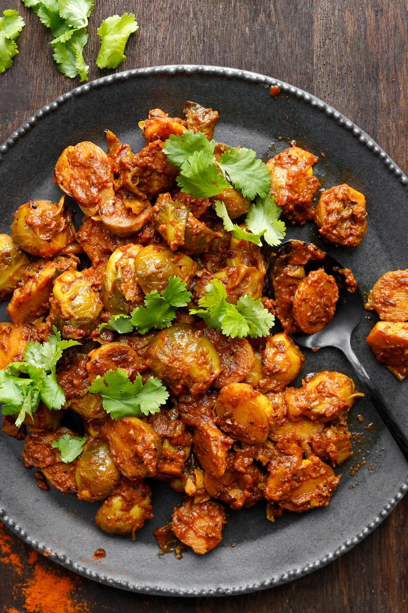 Image of curried brussels sprouts recipe
