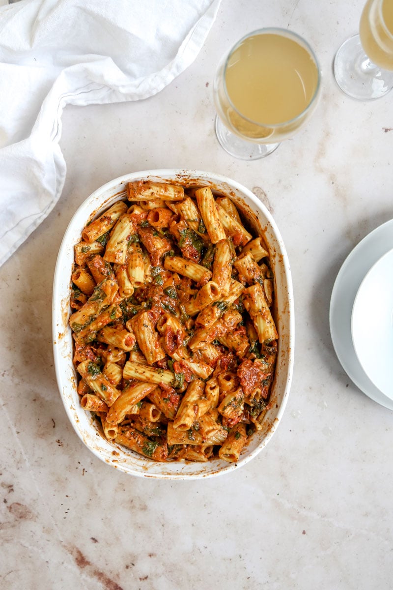 Vegan Sun Dried Tomato Pasta Bake Recipe | cookingwithparita.com