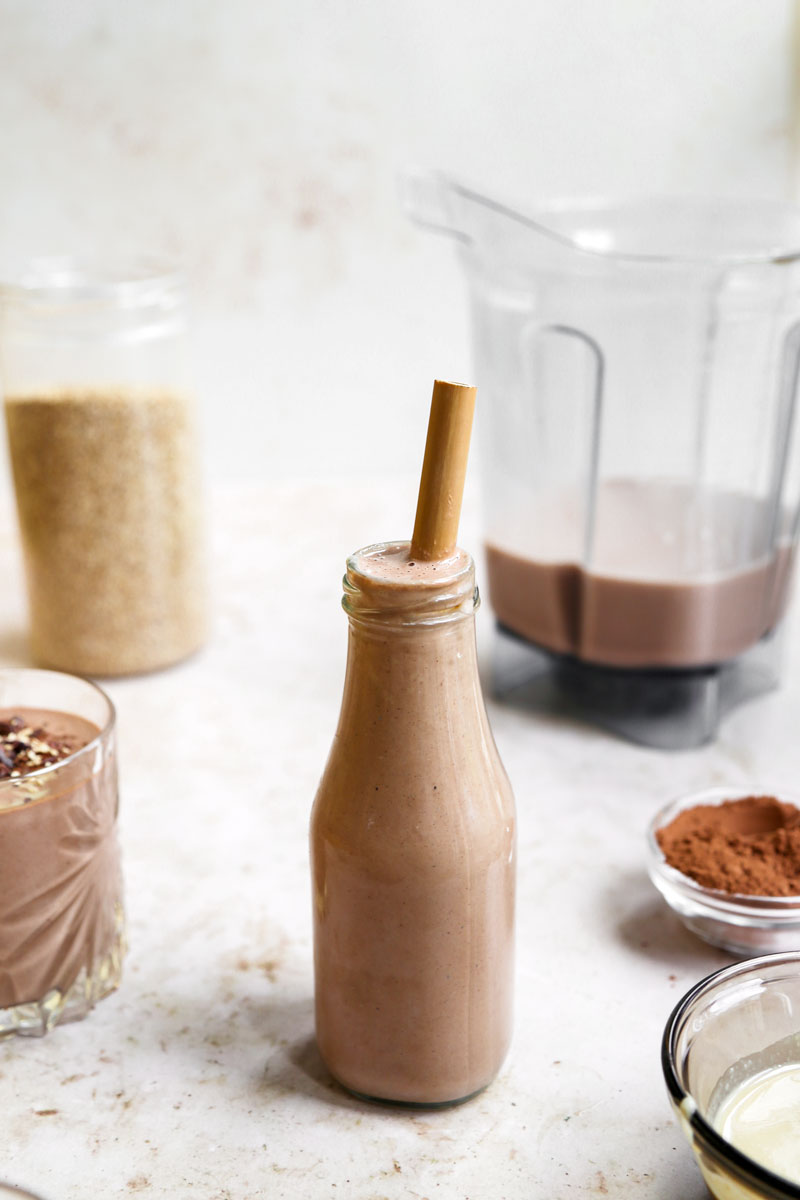 vegan chocolate protein shake, tahini smoothie | cookingwithparita.com