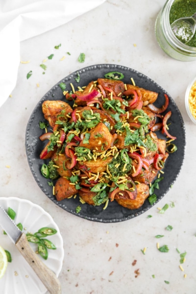 Oven-Fried Aloo Chaat Recipe (vegan) - Cooking With Parita