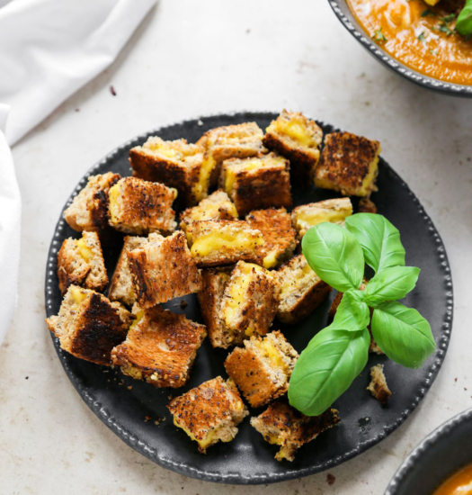 Vegan Grilled Cheese Croutons | cookingwithparita.com