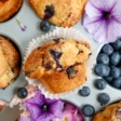 image of freshly baked vegan blueberry muffins