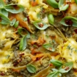 close up image of vegan pumpkin and pesto ricotta stuffed shells recipe