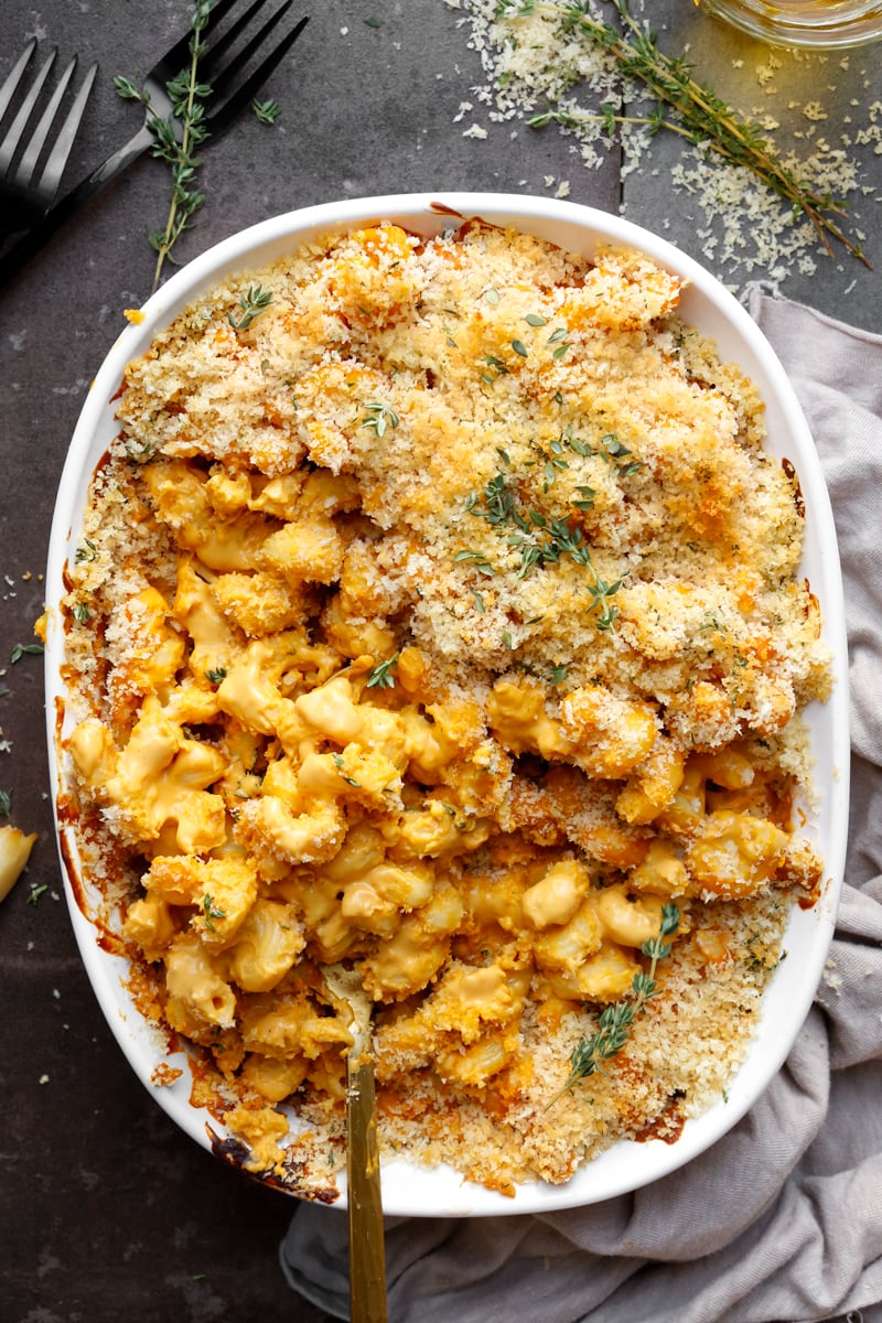 Butternut Squash Mac and Cheese with Thyme Breadcrumbs (Vegan)