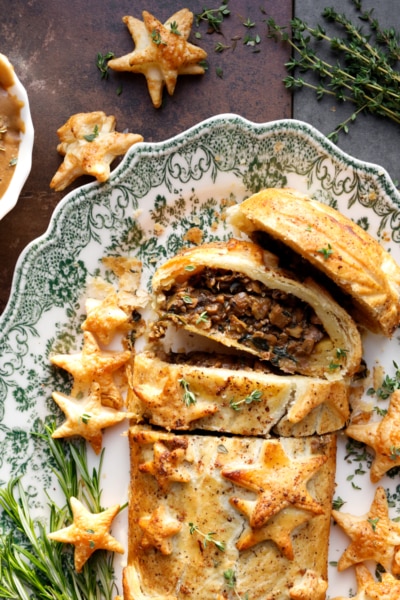 Walnut Mushroom Wellington With Caramelized Onions Vegan